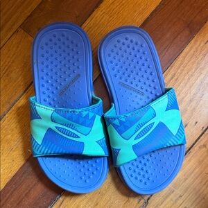 Under Armour Kids Blue and Teal Slide Sandals